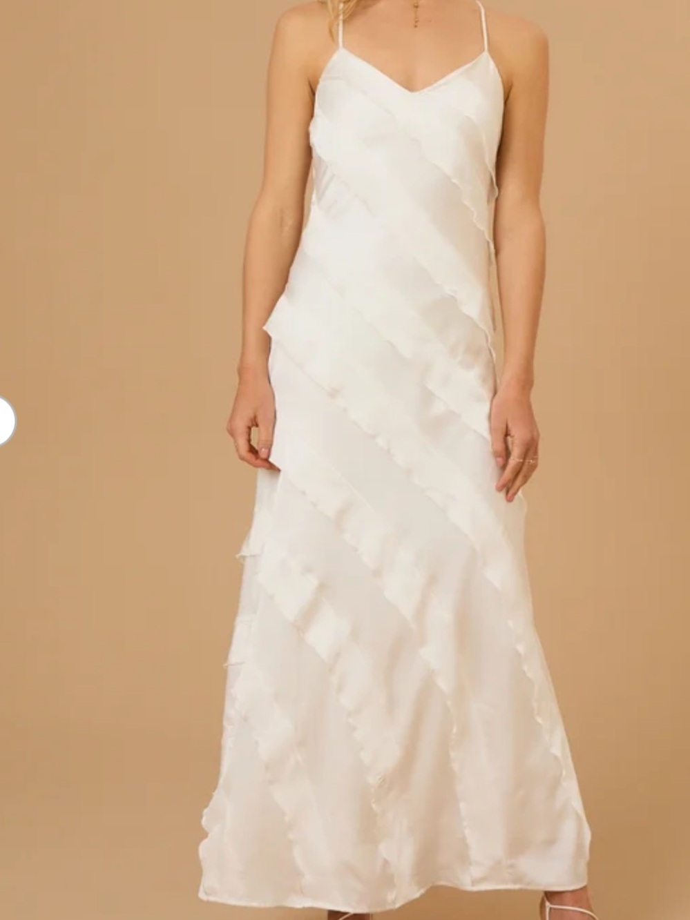Altar'd State White Tiered Maxi Dress with Spaghetti Straps
